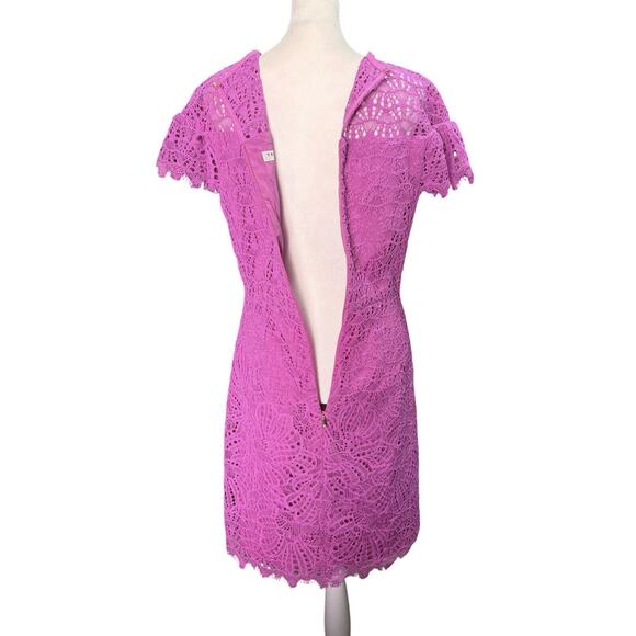 Trina Turk Womens Plum Rose Lace Detailed Sheath Formal Dress Cap Sleeve, Size 6 - Picture 7 of 10